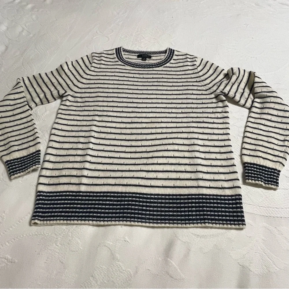 J. Crew Pointelle Sweater Crewneck Stripe Wool Alpaca Blend Casual‎ Preppy
